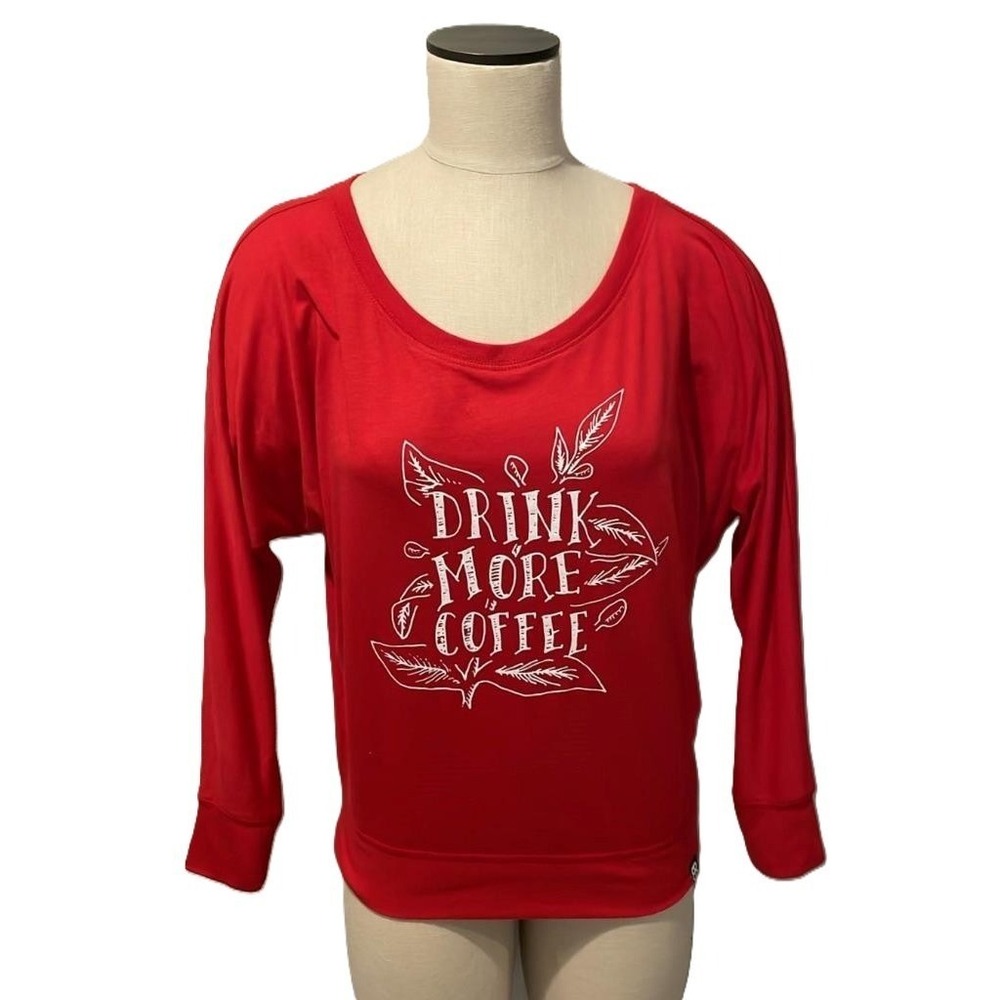 EUC Bella "Drink More Coffee" Red Tee T Shirt Top Sz Woman's M